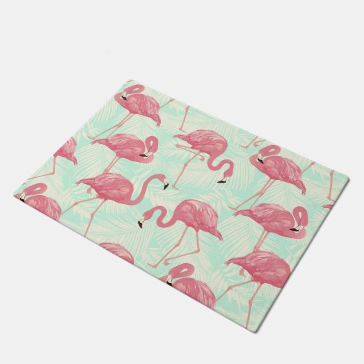 Preppy Chic Elegant Pink Flamingo Pattern Deurmat (Schuin)
