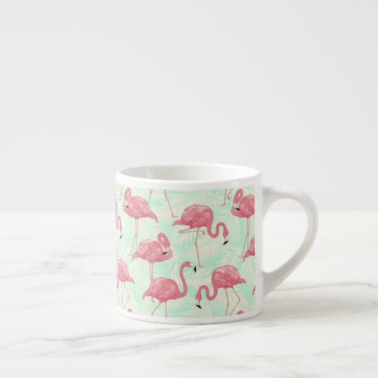 Preppy Chic Elegant Pink Flamingo Pattern Espresso Kop (Rechts)