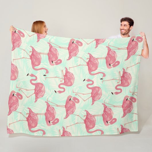 Preppy Chic Elegant Pink Flamingo Pattern Fleece Deken (In situ)