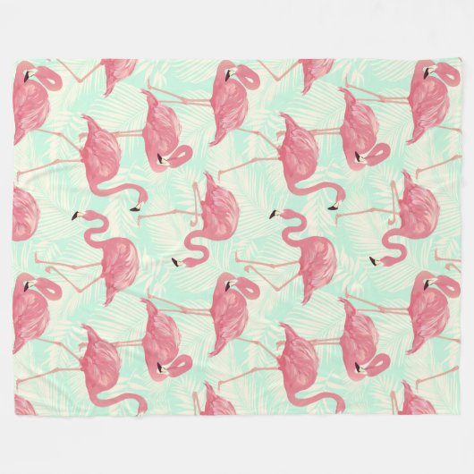 Preppy Chic Elegant Pink Flamingo Pattern Fleece Deken (Voorkant (Horizontaal))