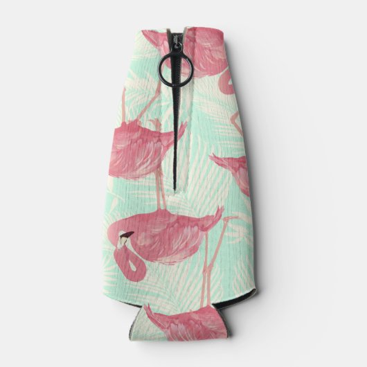 Preppy Chic Elegant Pink Flamingo Pattern Flesjeskoeler (Achterkant)
