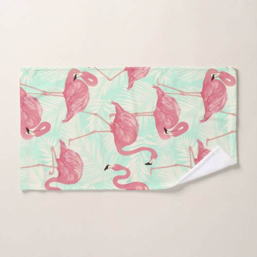 Preppy Chic Elegant Pink Flamingo Pattern Handdoek (Handdoek)