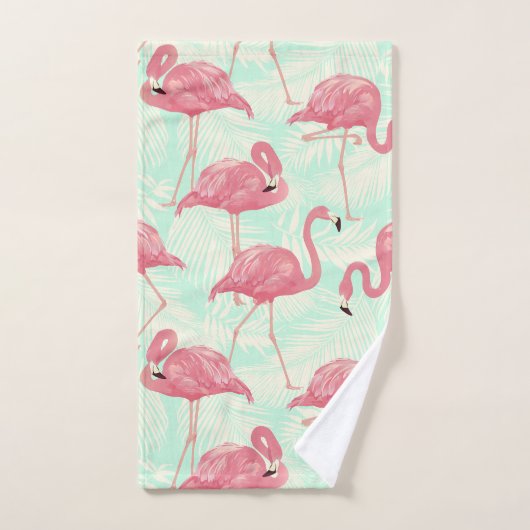 Preppy Chic Elegant Pink Flamingo Pattern Handdoek (Handdoek)