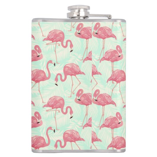 Preppy Chic Elegant Pink Flamingo Pattern Heupfles (Achterkant)