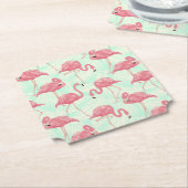 Preppy Chic Elegant Pink Flamingo Pattern Kartonnen Onderzetters (Gekanteld)