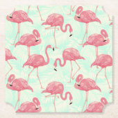 Preppy Chic Elegant Pink Flamingo Pattern Kartonnen Onderzetters (Voorkant)