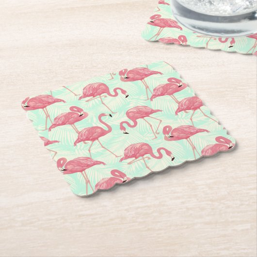 Preppy Chic Elegant Pink Flamingo Pattern Kartonnen Onderzetters (Gebogen)