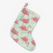 Preppy Chic Elegant Pink Flamingo Pattern Kleine Kerstsok (Voorkant (Hangend))