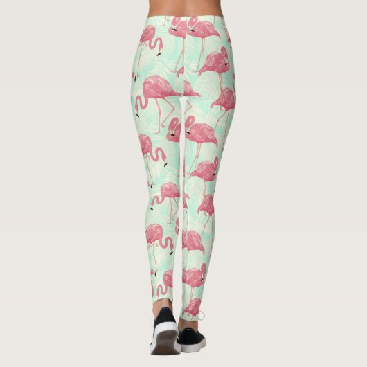 Preppy Chic Elegant Pink Flamingo Pattern Leggings (Achterkant)