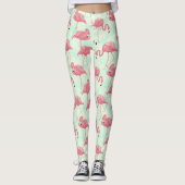 Preppy Chic Elegant Pink Flamingo Pattern Leggings (Voorkant)