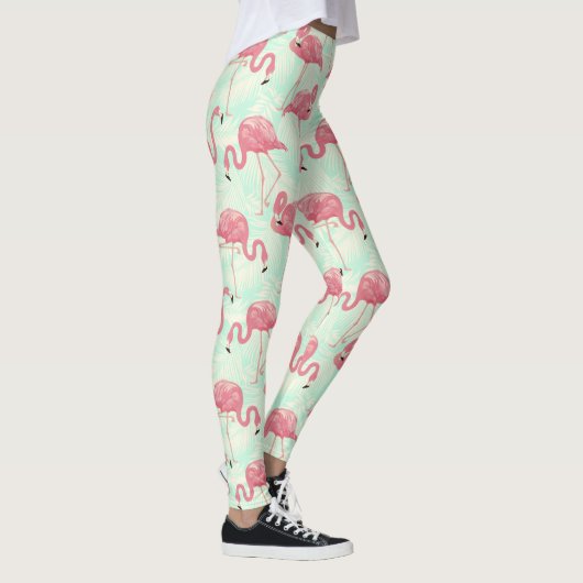Preppy Chic Elegant Pink Flamingo Pattern Leggings (Rechts)