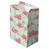 Preppy Chic Elegant Pink Flamingo Pattern Medium Cadeauzakje (Voorkant Gekanteld)