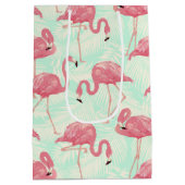 Preppy Chic Elegant Pink Flamingo Pattern Medium Cadeauzakje (Achterkant)