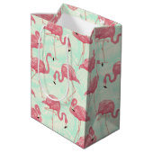 Preppy Chic Elegant Pink Flamingo Pattern Medium Cadeauzakje (Achterkant Gekanteld)