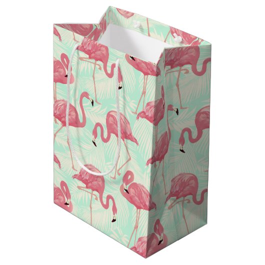 Preppy Chic Elegant Pink Flamingo Pattern Medium Cadeauzakje (Achterkant Gekanteld)