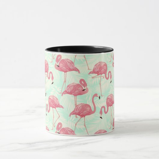 Preppy Chic Elegant Pink Flamingo Pattern Mok (Midden)