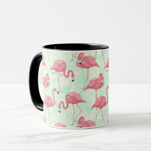 Preppy Chic Elegant Pink Flamingo Pattern Mok (Voorkant links)