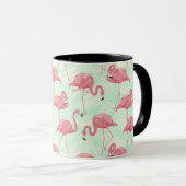 Preppy Chic Elegant Pink Flamingo Pattern Mok (Voorkant rechts)