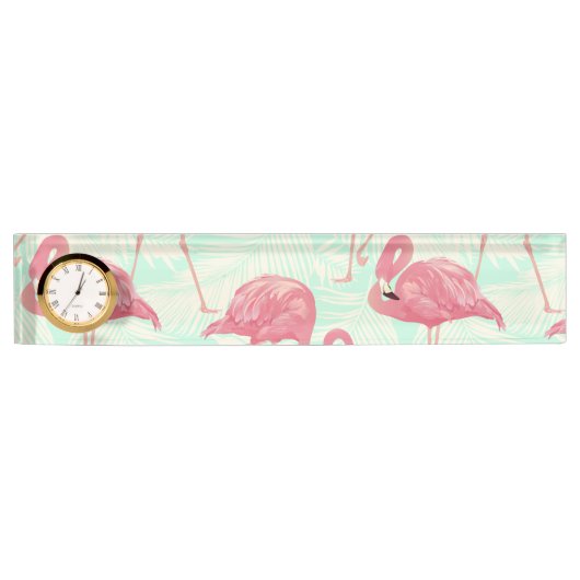 Preppy Chic Elegant Pink Flamingo Pattern Naambordje (Voorkant)