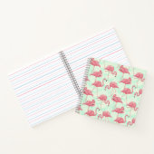 Preppy Chic Elegant Pink Flamingo Pattern Notitieboek (Binnen)