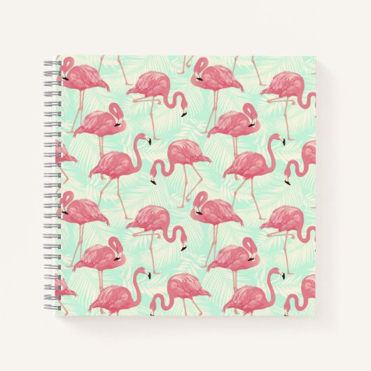 Preppy Chic Elegant Pink Flamingo Pattern Notitieboek (Voorkant)