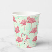 Preppy Chic Elegant Pink Flamingo Pattern Papieren Bekers (Rechts)