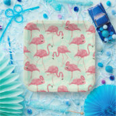 Preppy Chic Elegant Pink Flamingo Pattern Papieren Bordje (Feest)