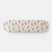 Preppy Chic Elegant Pink Flamingo Pattern Persoonlijk Skateboard (Horizontaal)