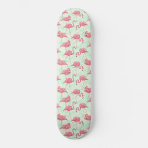 Preppy Chic Elegant Pink Flamingo Pattern Persoonlijk Skateboard