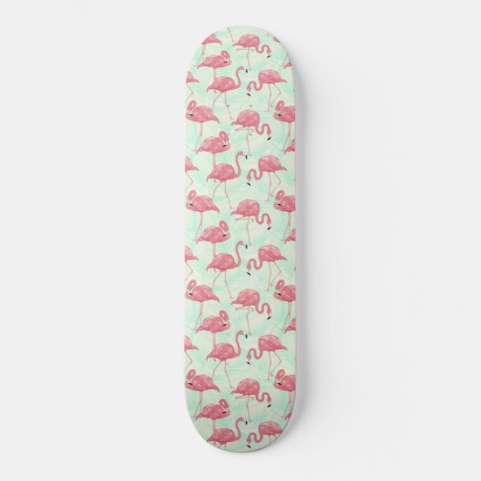 Preppy Chic Elegant Pink Flamingo Pattern Persoonlijk Skateboard (Voorkant)