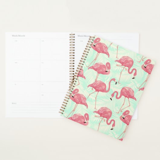 Preppy Chic Elegant Pink Flamingo Pattern Planner (Display)