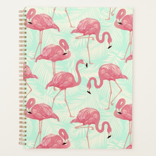 Preppy Chic Elegant Pink Flamingo Pattern Planner (Voorkant)