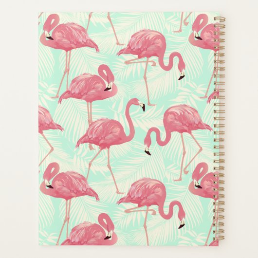 Preppy Chic Elegant Pink Flamingo Pattern Planner (Achterkant)