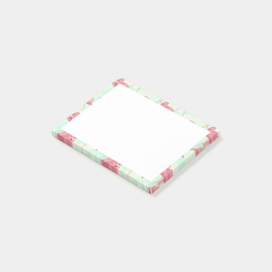 Preppy Chic Elegant Pink Flamingo Pattern Post-it® Notes (Schuin)