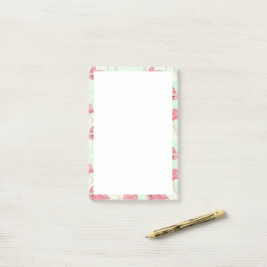 Preppy Chic Elegant Pink Flamingo Pattern Post-it® Notes (Op bureau)