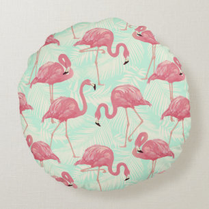 Preppy Chic Elegant Pink Flamingo Pattern Rond Kussen