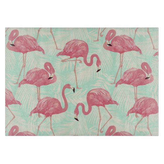 Preppy Chic Elegant Pink Flamingo Pattern Snijplank (Voorkant)