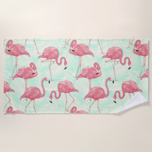 Preppy Chic Elegant Pink Flamingo Pattern Strandlaken (Voorkant)