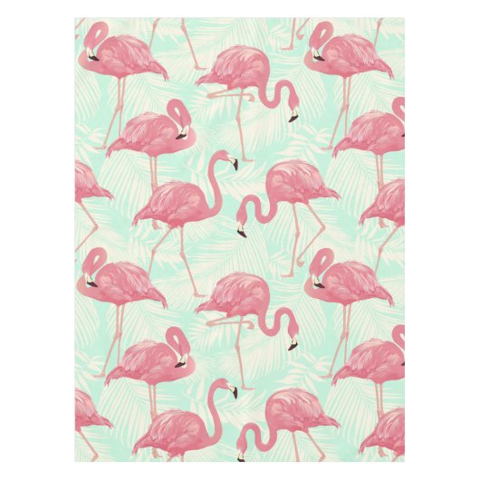 Preppy Chic Elegant Pink Flamingo Pattern Tafelkleed (Voorkant)