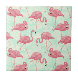 Preppy Chic Elegant Pink Flamingo Pattern Tegeltje
