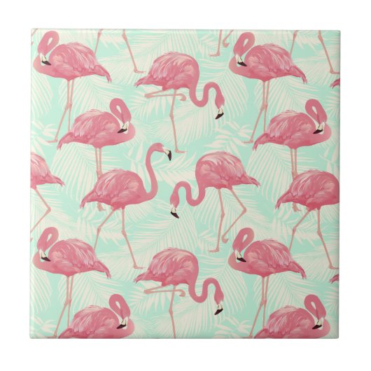 Preppy Chic Elegant Pink Flamingo Pattern Tegeltje (Voorkant)