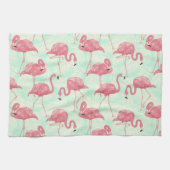 Preppy Chic Elegant Pink Flamingo Pattern Theedoek (Horizontaal)