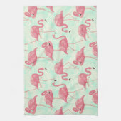 Preppy Chic Elegant Pink Flamingo Pattern Theedoek (Verticaal)