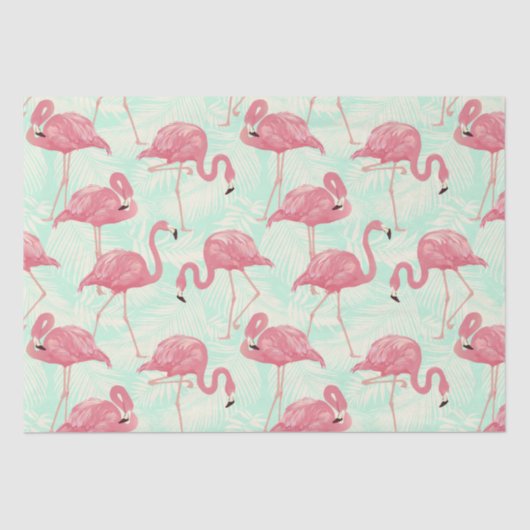 Preppy Chic Elegant Pink Flamingo Pattern Tissuepapier (Voorkant)
