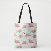 Preppy Chic Elegant Pink Flamingo Pattern Tote Bag (Voorkant)