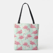 Preppy Chic Elegant Pink Flamingo Pattern Tote Bag (Achterkant)
