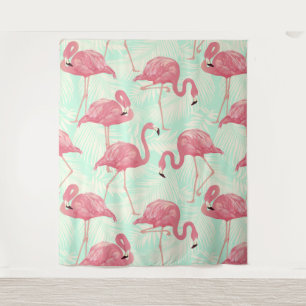 Preppy Chic Elegant Pink Flamingo Pattern Wandkleed