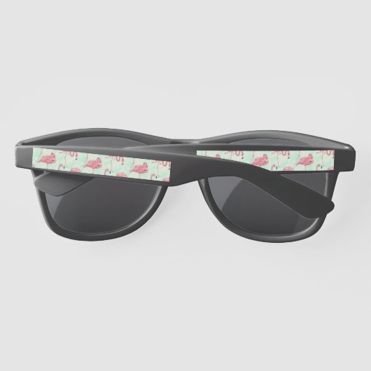 Preppy Chic Elegant Pink Flamingo Pattern Zonnebrillen (Achterkant)