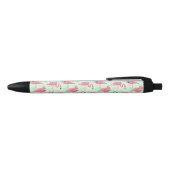 Preppy Chic Elegant Pink Flamingo Pattern Zwarte Inkt Pen (Bovenkant)