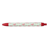 Preppy Chic Elegant Pink Flamingo Pattern Zwarte Inkt Pen (Voorkant)